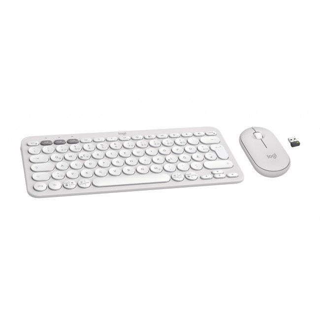 Logitech 920-012204 keyboard Mouse included Universal RF Wireless + Bluetooth QWERTZ German White
