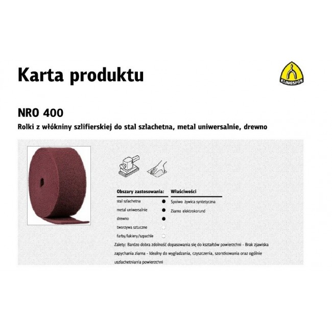 KLINGSPOR ROLKA Z W KNINY 150mm NRO 400 /10mb *