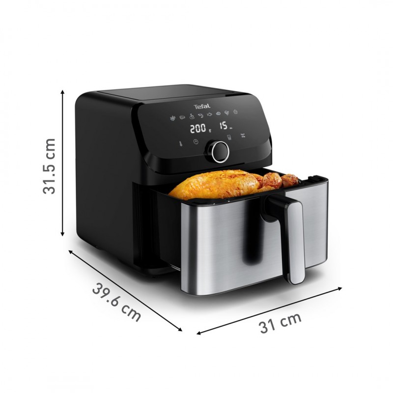 Tefal Easy Fry Mega EY855D10 fryer Single 7.5 L Stand-alone 2020 W Hot air fryer Black, Stainless steel