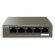 Tenda TEF1105-4-63W network switch Unmanaged Fast Ethernet (10/100) Power over Ethernet (PoE) Desktop/Wall-Mounting Grey