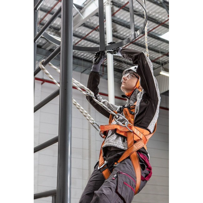 Belay kit with waist belt and shock absorber Belay kit with waist belt and shock absorber