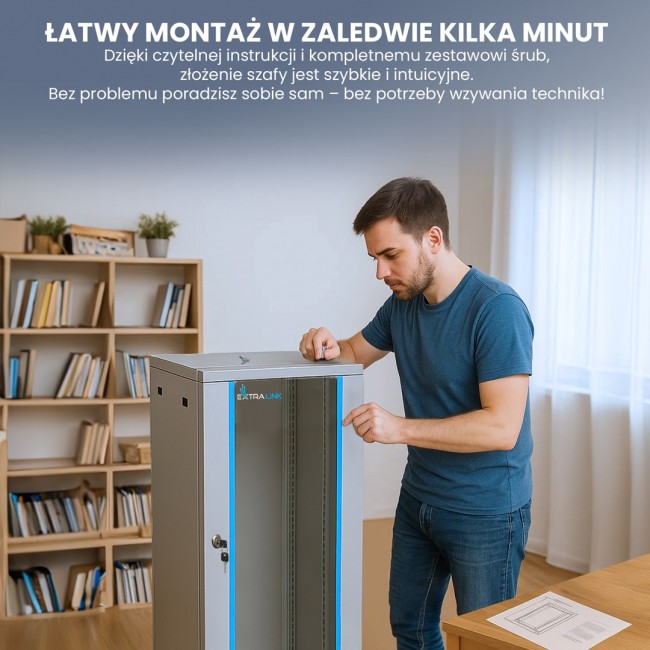 Extralink Rackmount cabinet 18U 600x600 Gray wall mounted