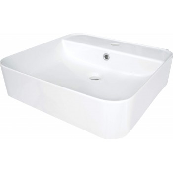 Ceramic countertop/wall washbasin with space for a tap