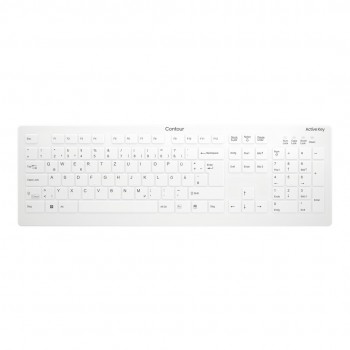 Contour Design Active Key Contour QuickClean Medical Keyboard Removable Cover Full-Size Wireless White DE C8112