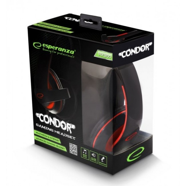 Esperanza EGH300R Headset Wired Head-band Gaming Black, Red