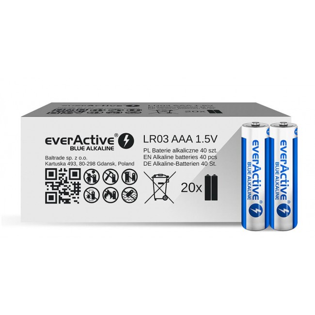 Alkaline batteries everActive Blue Alkaline LR03 AAA - carton box - 40 pieces, limited edition