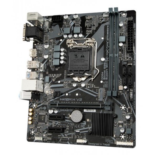 GIGABYTE H410M H V2 Motherboard - Supports Intel Core 10th CPUs, up to 2933MHz DDR4, 1xPCIe 3.0 M.2, GbE LAN, USB 3.2 Gen 1