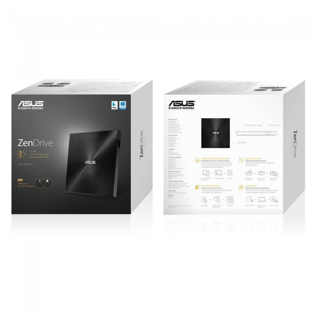 ASUS ZenDrive U9M optical disc drive DVD RW Black ASUS ZenDrive U9M optical disc drive DVD RW Black