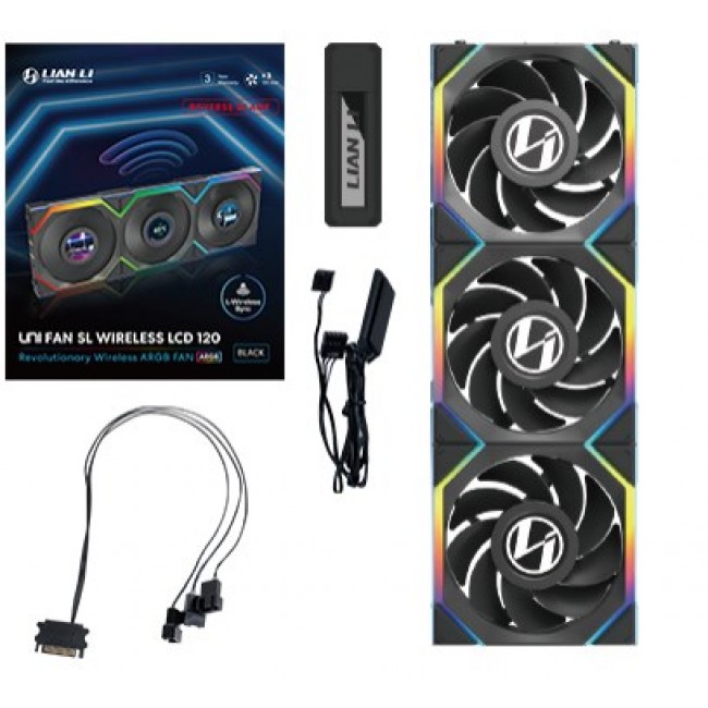 Lian Li UNI FAN SL Wireless LCD 120 Reverse Blade Computer case 12 cm Black 3 pc(s) Lian Li UNI FAN SL Wireless LCD 120 Reverse Blade Computer case 12 cm Black 3 pc(s)