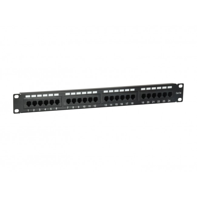Equip 24-Port Cat.5e Unshielded Patch Panel, Black Equip 24-Port Cat.5e Unshielded Patch Panel, Black