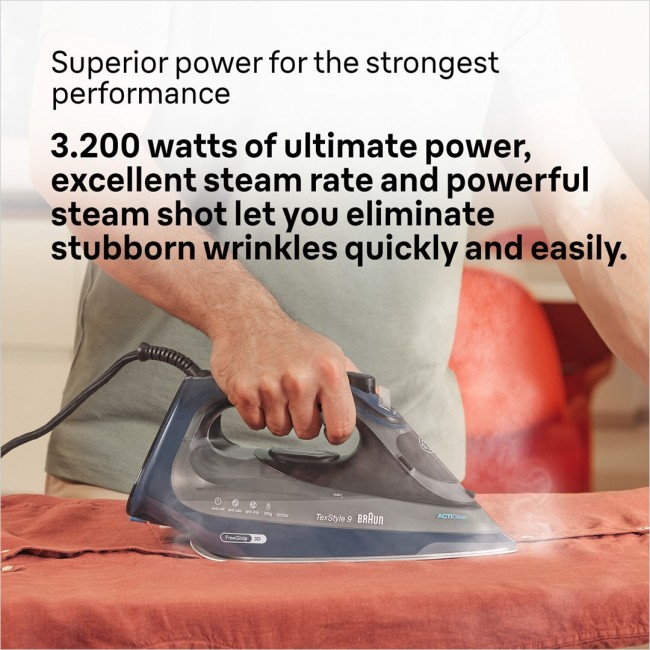 Braun TexStyle 9 0127409002 iron Steam iron EloxalPlus soleplate 3200 W Dark Blue