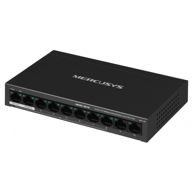 Mercusys 10-Port 10/100Mbps Desktop Switch with 8-Port PoE+