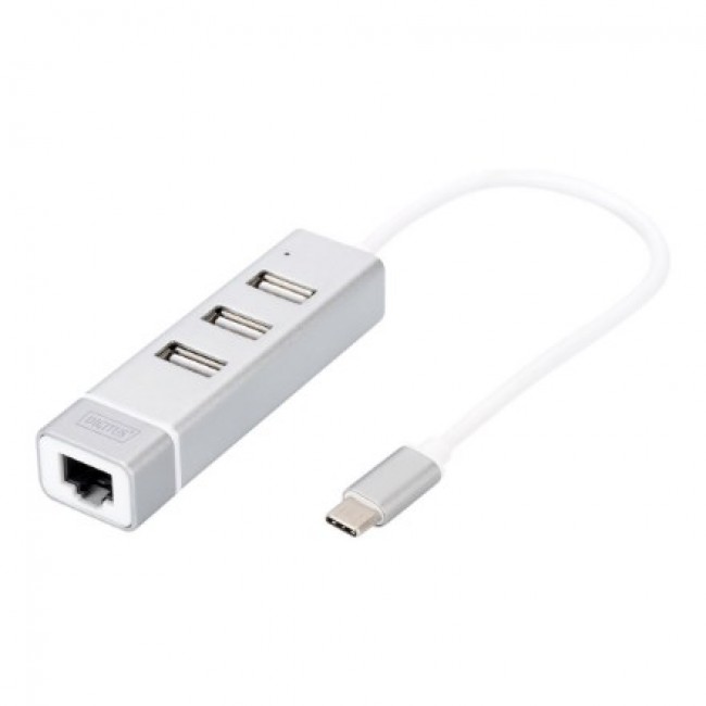 Digitus USB Type-C 3-Port Hub + Fast Ethernet LAN Adapter Digitus USB Type-C 3-Port Hub + Fast Ethernet LAN Adapter
