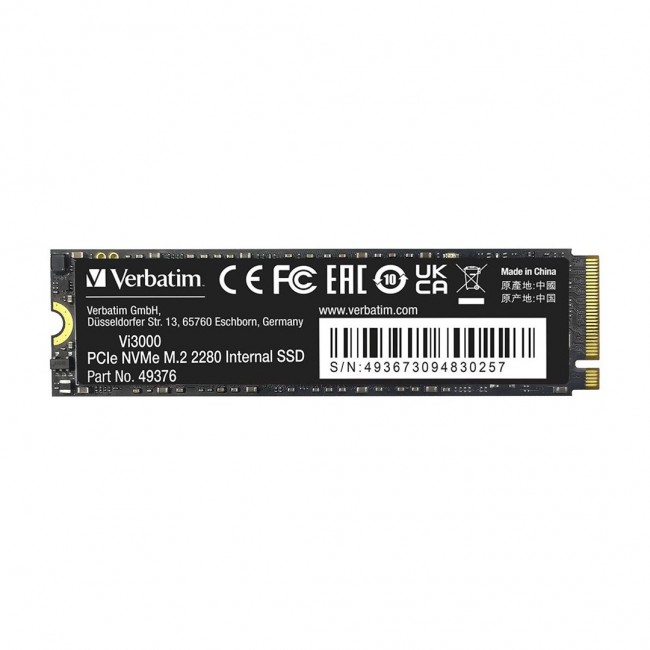 Verbatim Vi3000 PCIe NVMe M.2 SSD 512GB Verbatim Vi3000 PCIe NVMe M.2 SSD 512GB