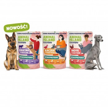 ANIMAL ISLAND Everyday Monoprotein Veal, Duck, Turkey - wet dog food - 9x300g