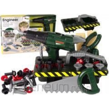 DIY Kit Organizer Battery Operated Screwdriver Green 13473 Lean Toys