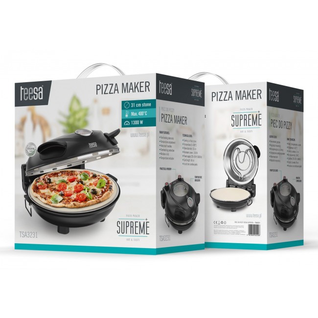 TEESA SUPREME pizza oven, 1200 W, 32 cm, window, removable stone