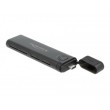 DeLOCK External USB Type-C Combo Enclosure for M.2 NVMe PCIe or SATA SSD - tool free