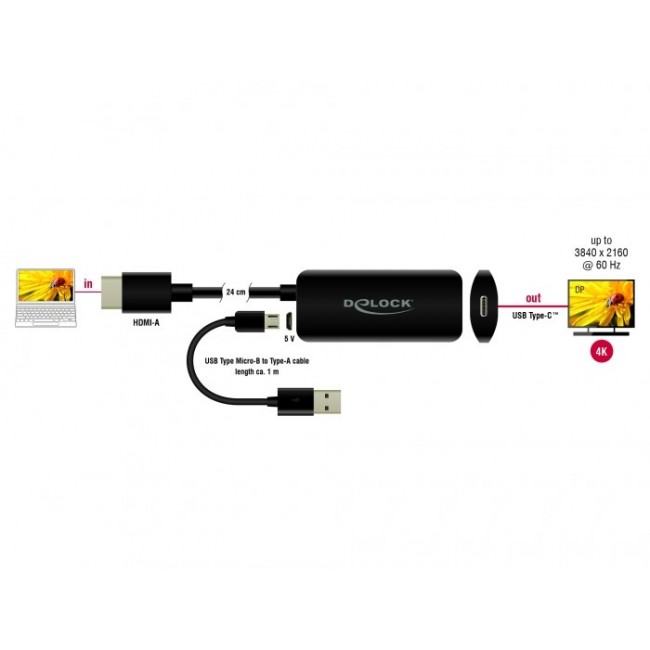 DeLOCK Adapter HDMI-A male to USB Type-C female (DP Alt Mode) 4K 60 Hz DeLOCK Adapter HDMI-A male to USB Type-C female (DP Alt Mode) 4K 60 Hz