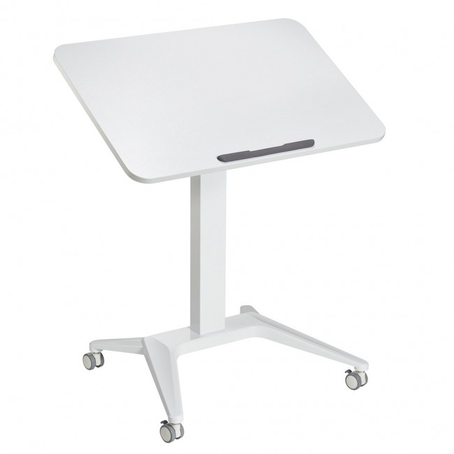 Maclean MC-453 W Mobile Laptop Desk with Pneumatic Height Adjustment, Laptop Table with Wheels, 80 x 52 cm, Max. 8 kg, Height Adjustable Max. 109 cm (White) Maclean MC-453 W Mobile Laptop Desk with Pneumatic Height Adjustment, Laptop Table with Wheels, 80 x 52 cm, Max. 8 kg, Height Adjustable Max. 109 cm (White)