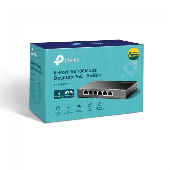 TP-Link TL-SF1006P network switch Unmanaged Fast Ethernet (10/100) Power over Ethernet (PoE) Black TP-Link TL-SF1006P network switch Unmanaged Fast Ethernet (10/100) Power over Ethernet (PoE) Black