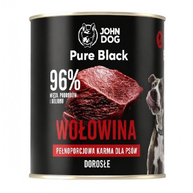 JOHN DOG Pure Black Mono beef - wet dog food - 800g