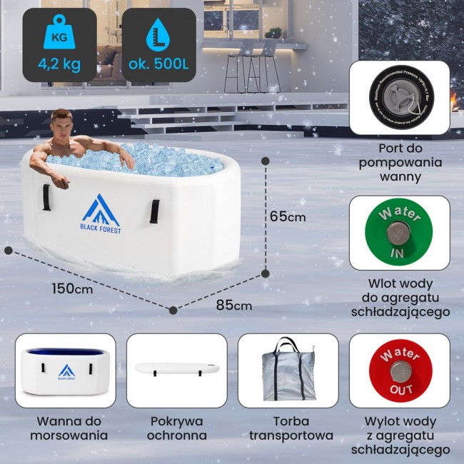 Extralink Ice Bath, Cold Plunge Tub, 150x80x65cm