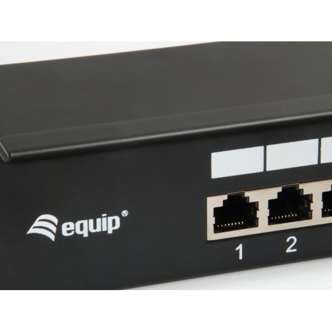 Equip 16-Port Cat.6 Shielded Patch Panel, Black Equip 16-Port Cat.6 Shielded Patch Panel, Black