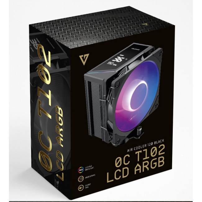 MODECOM Volcano 0C T102 LCD ARGB Processor Air cooler 12 cm Black