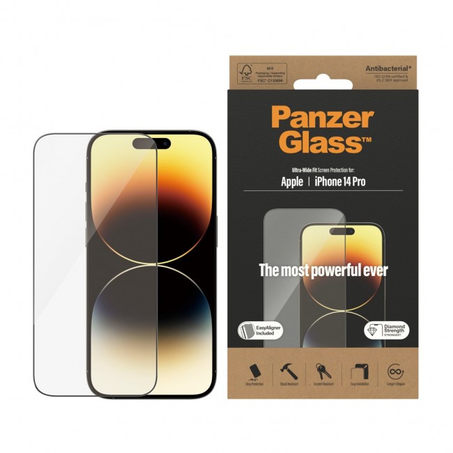 PanzerGlass Screen Protector iPhone 14 Pro | Ultra-Wide Fit w. EasyAligner PanzerGlass Screen Protector iPhone 14 Pro | Ultra-Wide Fit w. EasyAligner