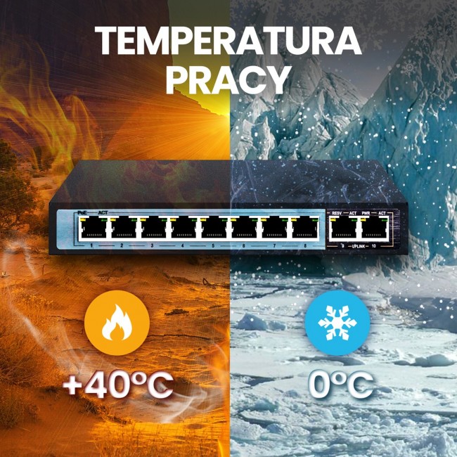 Extralink PoE Switch CERES 8x 100Mb/s PoE/PoE+, 2x RJ45 Uplink 100Mb/s, 96W Extralink PoE Switch CERES 8x 100Mb/s PoE/PoE+, 2x RJ45 Uplink 100Mb/s, 96W