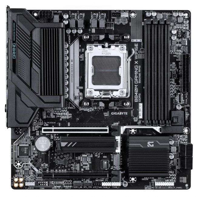 GIGABYTE B840M GAMING X WIFI6E Motherboard - AMD Ryzen 9000 CPUs, 8+2+2 Phases VRM, up to 8200MHz DDR5(O.C), 2xPCIe 4.0 M.2, Wi-Fi 6E, 2.5GbE LAN, USB 3.2 Gen 1 GIGABYTE B840M GAMING X WIFI6E Motherboard - AMD Ryzen 9000 CPUs, 8+2+2 Phases VRM, up to 8200MHz DDR5(O.C), 2xPCIe 4.0 M.2, Wi-Fi 6E, 2.5GbE LAN, USB 3.2 Gen 1