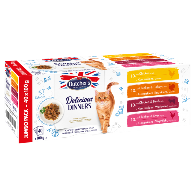 BUTCHER'S Delicious Dinners Jumbo Pack - wet cat food - 40 x 100g