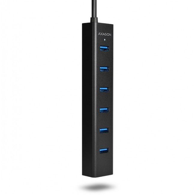 Axagon HUE-SA7BP interface hub USB 3.2 Gen 1 (3.1 Gen 1) Type-A 5000 Mbit/s Black