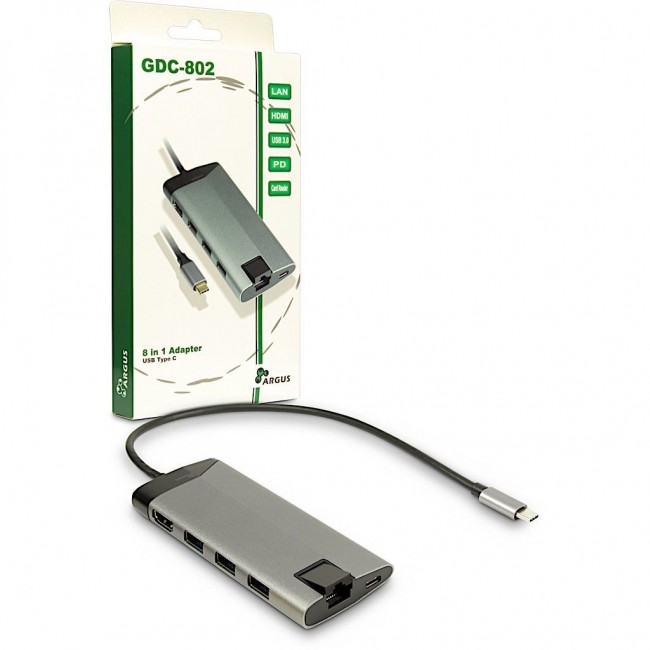 Inter-Tech GDC-802 Wired USB 3.2 Gen 1 (3.1 Gen 1) Type-C Grey