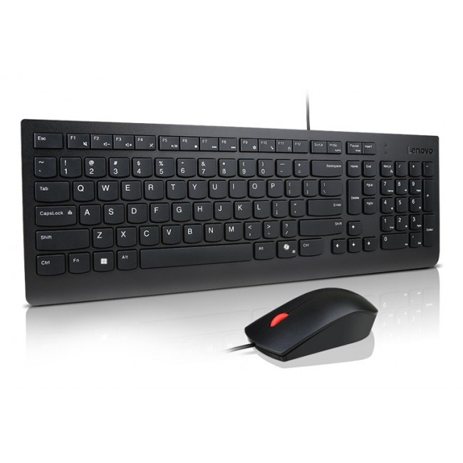 Lenovo Essential Wired Combo Black US Euro keyboard Mouse included Universal USB