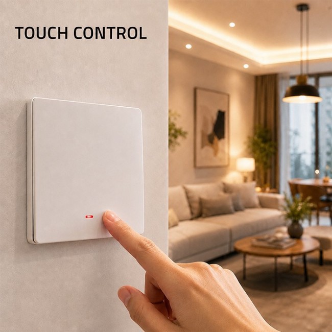 Qoltec 52719 Smart 1-Gang Light Switch | Wi-Fi | Timer | Tuya | Smart life | White