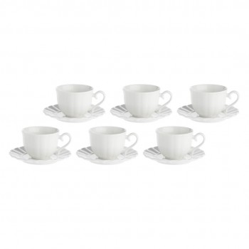 Set of 6 Ducale Saucer Tea Cups - White, 220 ml