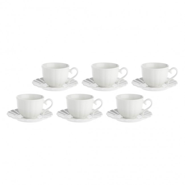 Set of 6 Ducale Saucer Tea Cups - White, 220 ml Set of 6 Ducale Saucer Tea Cups - White, 220 ml