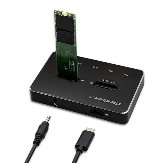 Qoltec 2x SSD M.2 SATA Disk Docking Station | NGFF | USB Type-C