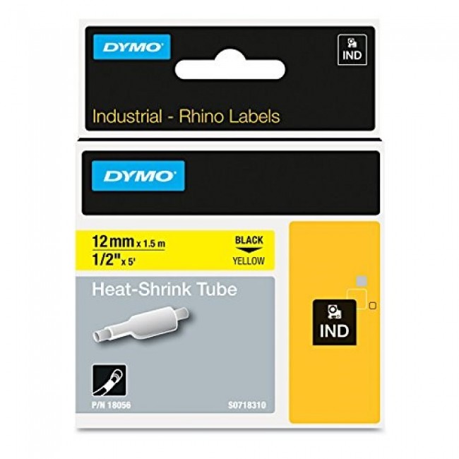 DYMO Rhino Industrial Heat-Shrink Cable Label Tubes | 12mm x 1.5m | Black Print on White | for Rhino Label Makers DYMO Rhino Industrial Heat-Shrink Cable Label Tubes | 12mm x 1.5m | Black Print on White | for Rhino Label Makers