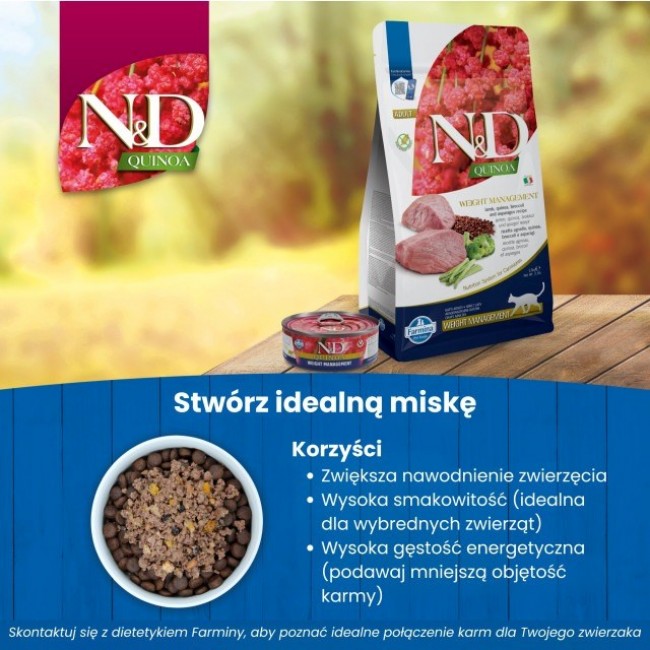 FARMINA N&D Quinoa Weight Management Lamb - such krmivo pro kočky - 5kg FARMINA N&D Quinoa Weight Management Lamb - such krmivo pro kočky - 5kg