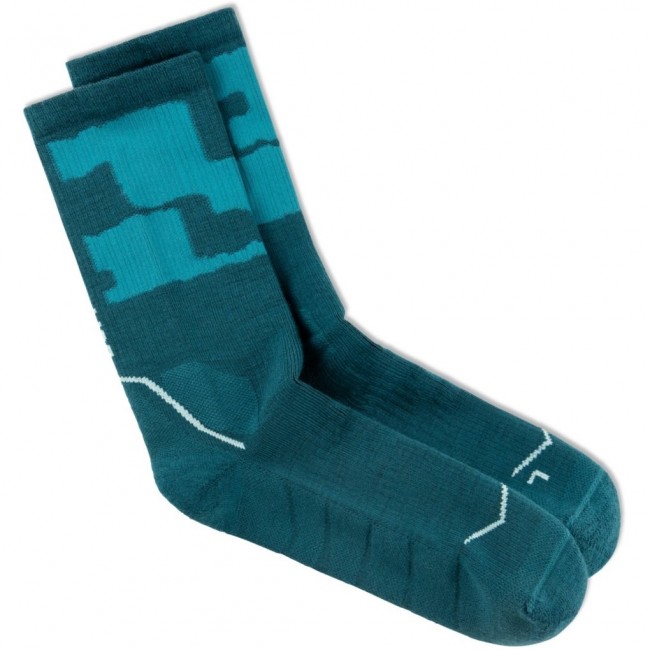 BUFF Merino MW Crew Socks MWC2 Socks, Blue-Turquoise L