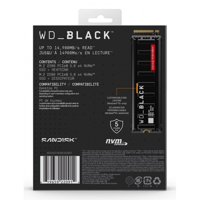Western Digital Black WD_BLACK SN8100 NVMe SSD POWERED BY SANDISK 1 TB, [With Heatsink]
