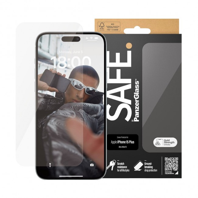 PanzerGlass SAFE. by Screen Protector iPhone 15 Plus | Ultra-Wide Fit PanzerGlass SAFE. by Screen Protector iPhone 15 Plus | Ultra-Wide Fit