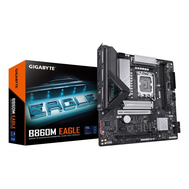 GIGABYTE B860M EAGLE Motherboard - Intel Core Ultra Series CPUs, 6+1+2+1 Phases VRM, up to 9066MHz DDR5, 1xPCIe 5.0 + 1xPCIe 4.0 M.2, 2.5GbE LAN, USB 3.2 Gen 1 GIGABYTE B860M EAGLE Motherboard - Intel Core Ultra Series CPUs, 6+1+2+1 Phases VRM, up to 9066MHz DDR5, 1xPCIe 5.0 + 1xPCIe 4.0 M.2, 2.5GbE LAN, USB 3.2 Gen 1