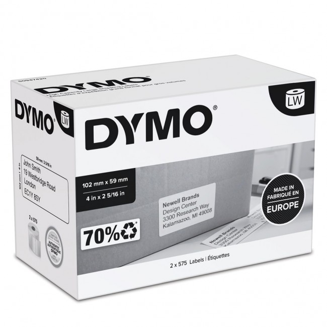 DYMO Authentic LabelWriter High-Capacity Shipping Labels | (59 mm x 102 mm) | 2 Rolls of 575 Easy-Peel Labels (1,150 Mailing Labels) | Self-Adhesive | for LabelWriter 4XL/5XL Label Makers