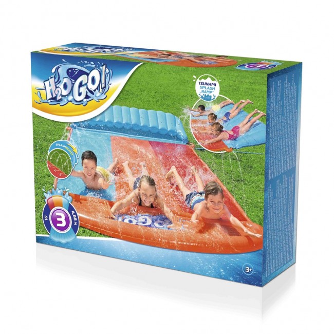 Bestway H2OGO! Triple Water Slide with Tsunami Splash Ramp 4.88 m