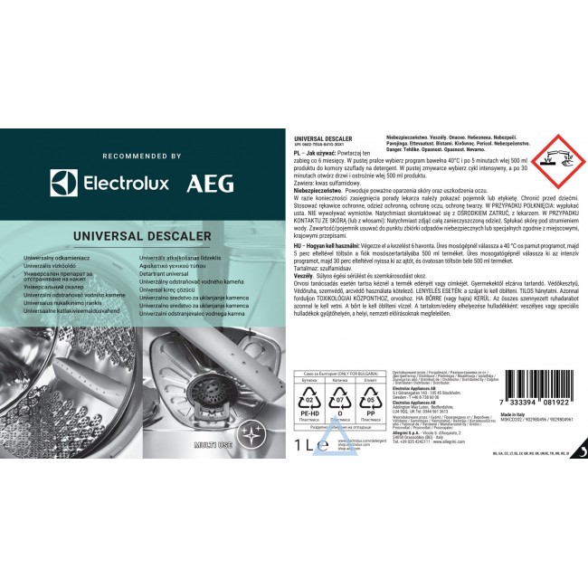 Universal descaler ELECTROLUX M3KCD202 Universal descaler ELECTROLUX M3KCD202