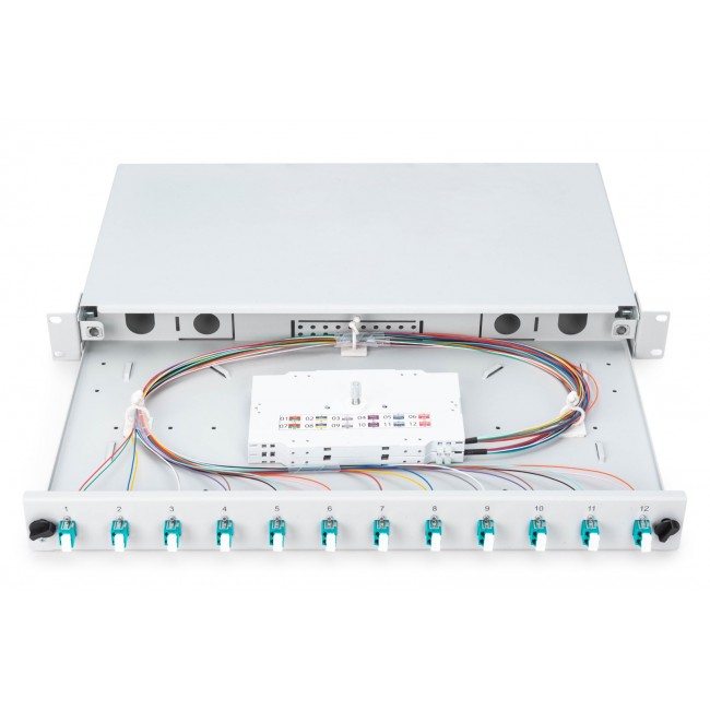 Digitus Fiber optic splice box, 1U, equipped, 12x LC DX, OM3